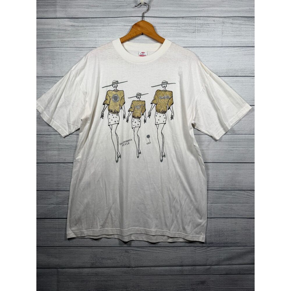 Sullivan Premium Women's XL White California Style Glitter Graphic T-Shirt 4402